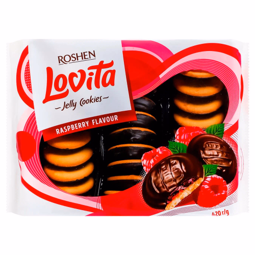 Здобне печиво Lovita Jelly Cookies з жел начин смак малини ККФ 420г
