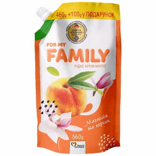 For my FAMILY рідке крем-мило дой-пак 560г Магнолія та персик