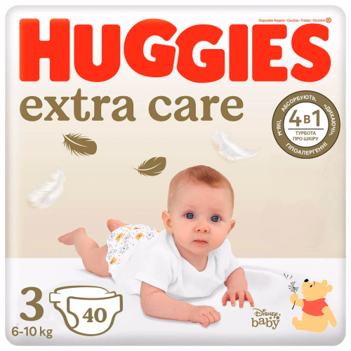 Huggies Extra Care підгузники дитячі 3 (6-10кг) 40шт