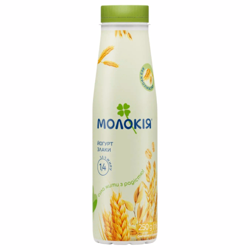 МОЛОКІЯ Йогурт пляшка Злаки 1,4% 250г