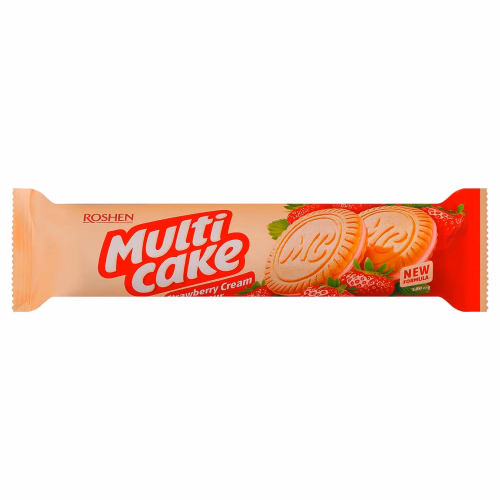 Печиво-сендвіч Multicake з нач.полуниця-крем 180г Roshen