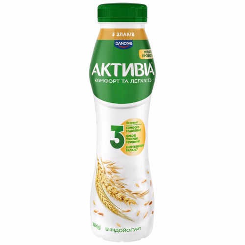 Активіа Біфідойогурт питний 1,5% пет 290г 5 злаків КР