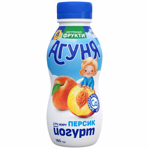 Агуня Йогурт Персик  2.7% пляшка 185г