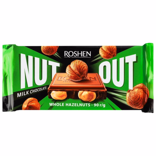 ШОКОЛАД Roshen Nut молочний з цілим фундуком 90г