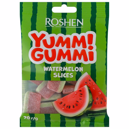 ЖЕЛЕЙНІ ЦУКЕРКИ Yummi Gummi Watermelon Slices Roshen 70г