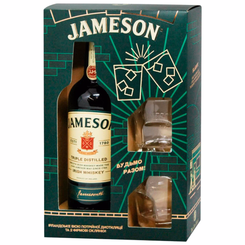Набір Віскі Jameson 0,7л +2стакани  40%