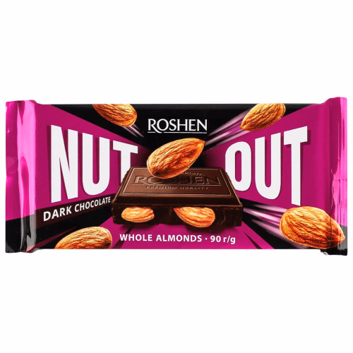 ШОКОЛАД Roshen Nut чорний з цілим мигдалем 90г