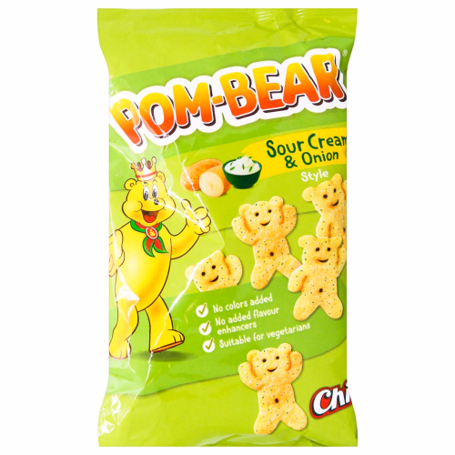CHIO Картопляні снеки Pom Bear смак сметани та цибулі 65г