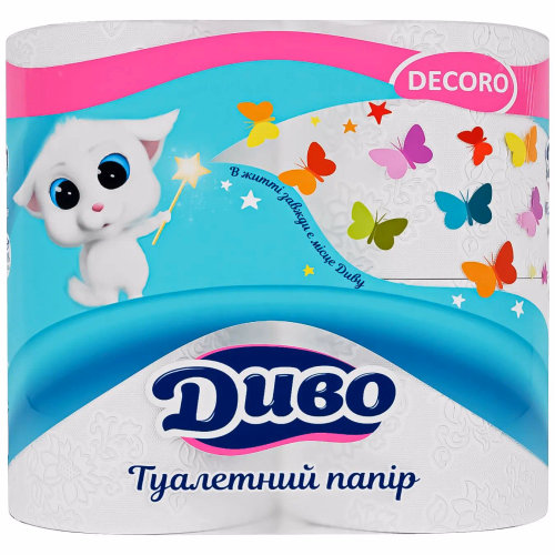Диво Premio туал.папір целюл.на гільзі по 4рул., 2-х шар.Dekor