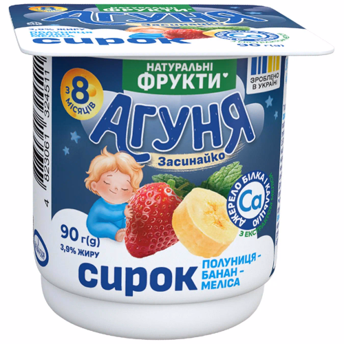 Агуня Сирок Полуниця-банан-меліса 3,9% ванночка 90г