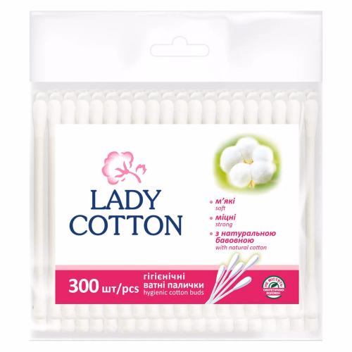 Палички ватні в поліет.пакеті 300шт Lady Cotton