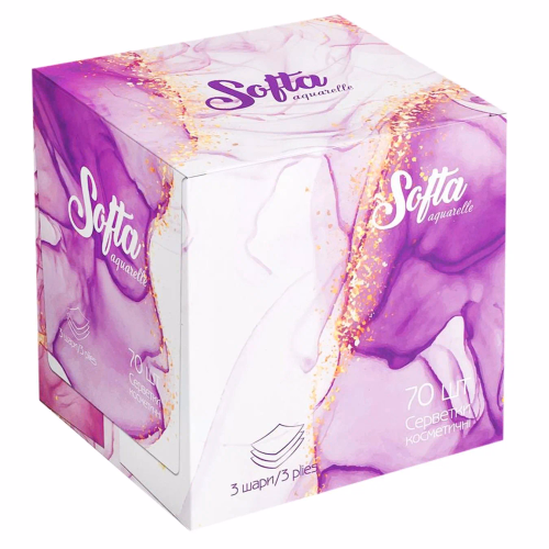 Серветки косметичні сухі 3-х шар 170шт Softa Chisto Violet