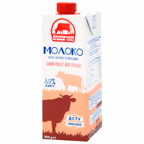 Молоко у/п 3,2% 0,95л  TВA ТМ "ЖМЗ"