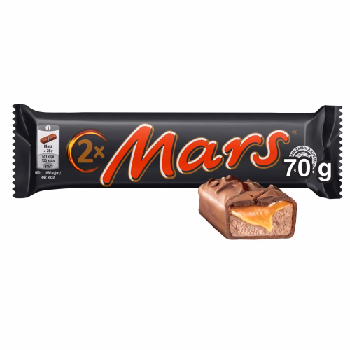 Батончик MARS х2 з нугою та карамеллю 70г