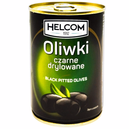 Оливки HELCOM 280г маслини чорні без кісточки ж/б