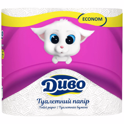 Диво Економ туалетний папір целюлоза по 4 рул білий