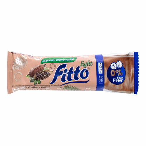Батончик кокосовий з какао в шоколадній глазурі ТМ "Fitto light"