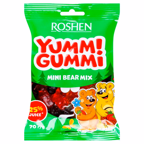 ЖЕЛЕЙНІ ЦУКЕРКИ Yummi Gummi Mini Bear Mix Roshen 70г