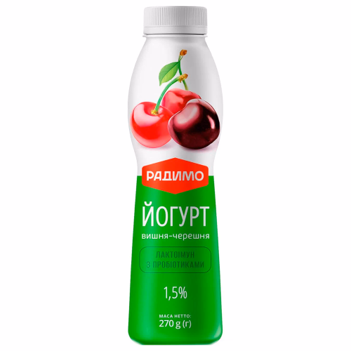 Йогурт Вишня-черешня Лактоімун 1,5% 270г ПЕТ РадиМо