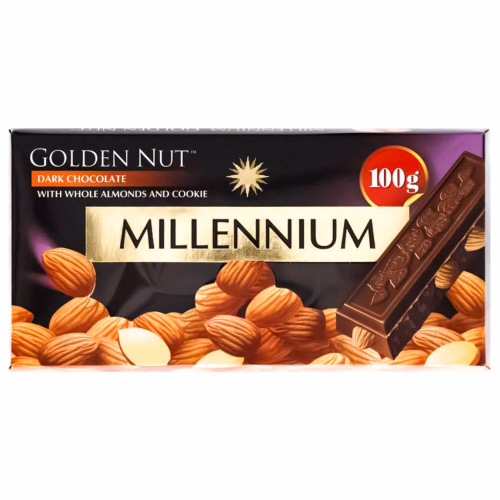 Шоколад MILLENIUM Gold чорний мигдаль 100г