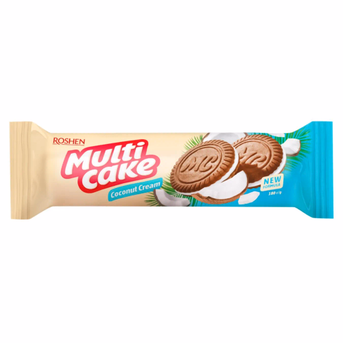 Печиво-сендвіч Multicake з начинкою кокос-крем 180г Roshen