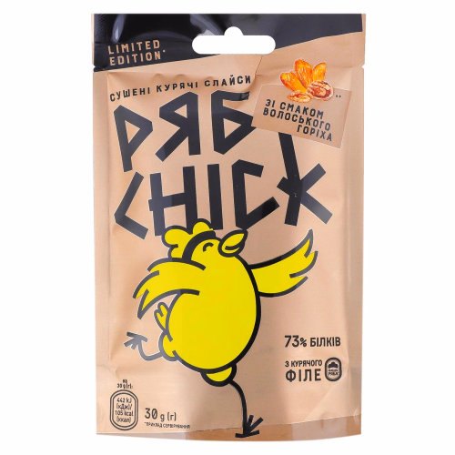 Слайси з Філе кур сушене РябChick зі смаком волоського горіха 30 г