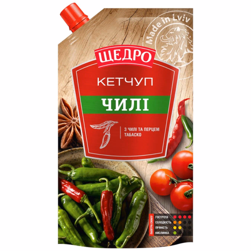 Кетчуп Щедро Чилі д/п 250г