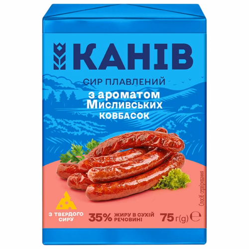 Сир плавл з аром мисливських ковбасок ТМ Канів 40/35% 75г