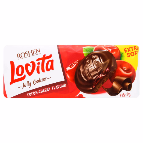 Здобне печиво Lovita Jelly Cookies c желей нач.какао+вишня Roshen 135г