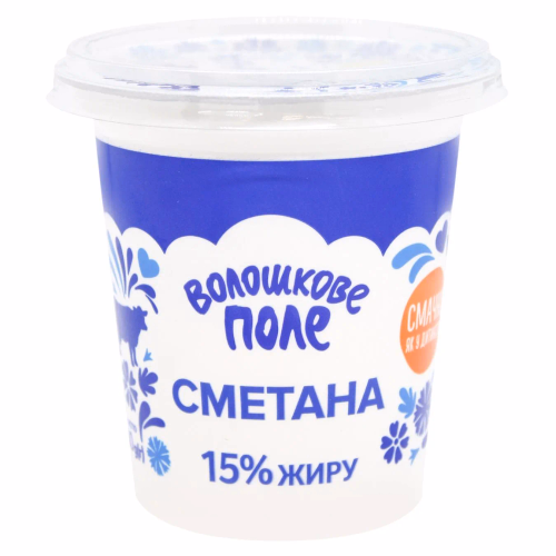 Сметана 15% 300г стакан ПЕТ Волошкове поле