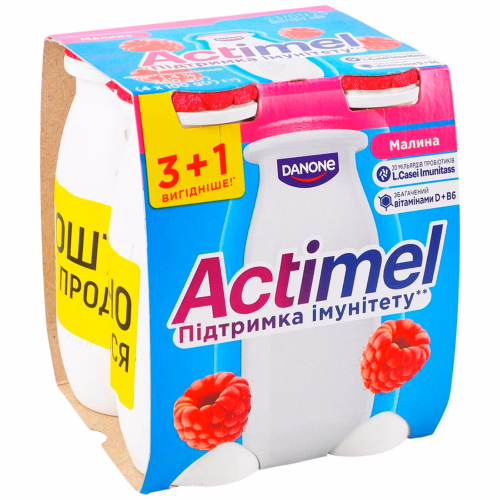 Actimel Продукт кисломолочний 1,4% пет 4x100г малина МР