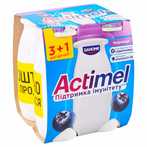 Actimel Продукт кисломолочний 1,4% пет 4x100г чорниця МР