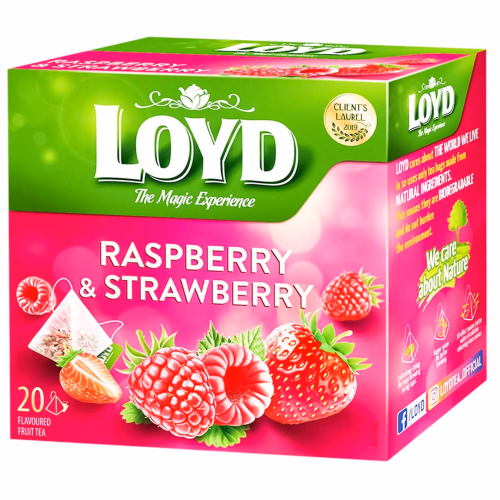Чай фруктовий LOYD Raspberry & Strawberry малина-полуниця 40г (20 пірам)