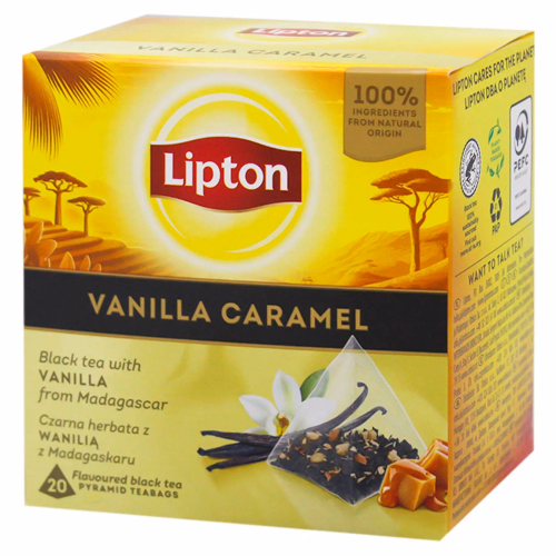 Ліптон Чай Чорний Vanila Caramel 18г*20пірамід