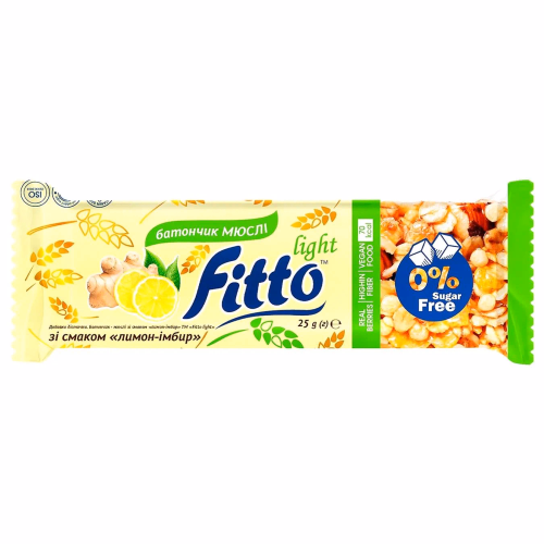 Батончик-мюслі "Лимон-імбир" ТМ "Fitto light"25г
