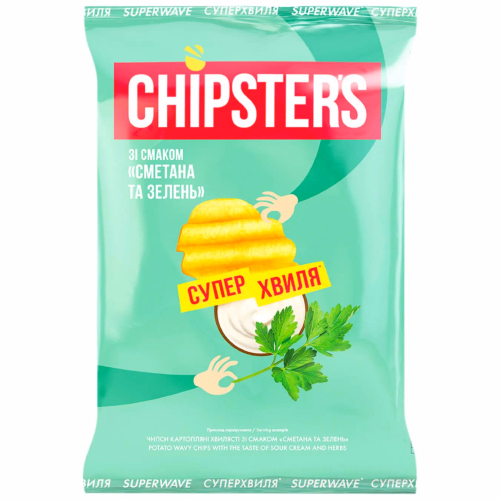 ТМ CHIPSTER`S Чипси зі смаком Сметана та зелень 95г