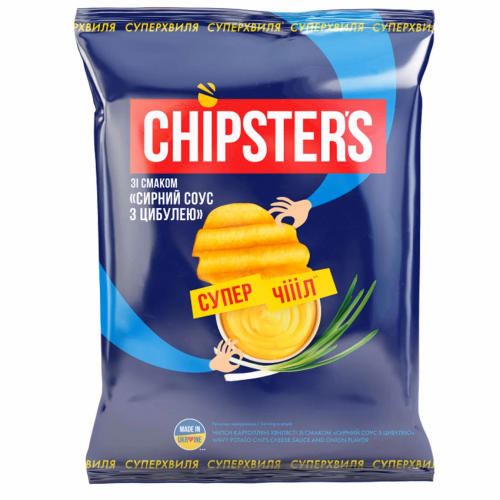 ТМ CHIPSTER`S Чипси хвилясті Сирний соус та цибуля 95г
