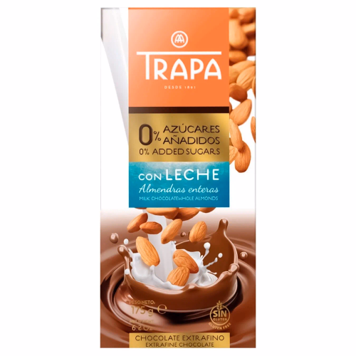Trapa Intenso молоч. шок з ціл. мигдалем 175г без цукру