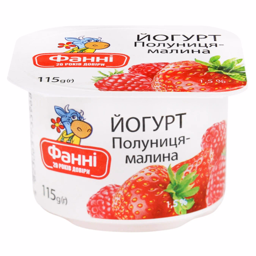 Йогурт Фанні полуниця-малина 1,5% 0,115 л