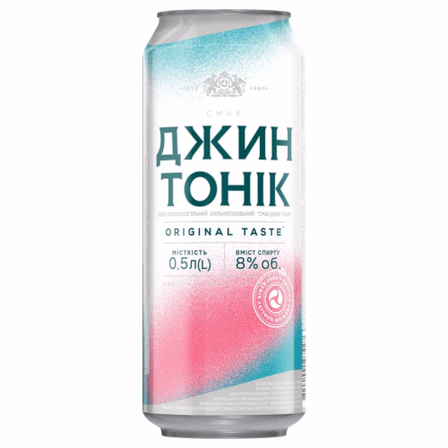 Слаб/алког напій ДЖИН-ТОНІК банка 0,5л  "Оболонь"
