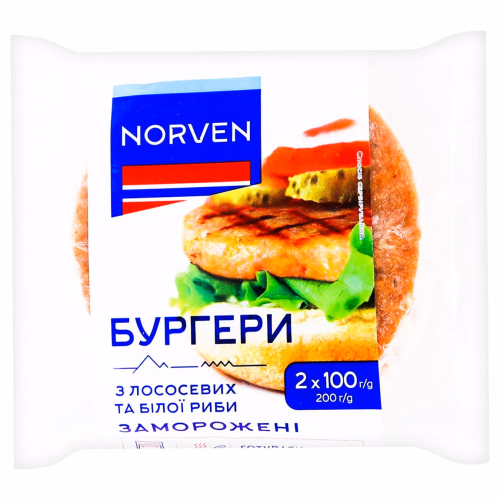 Бургери з лососевих та білої риби заморож.200г TM Norven
