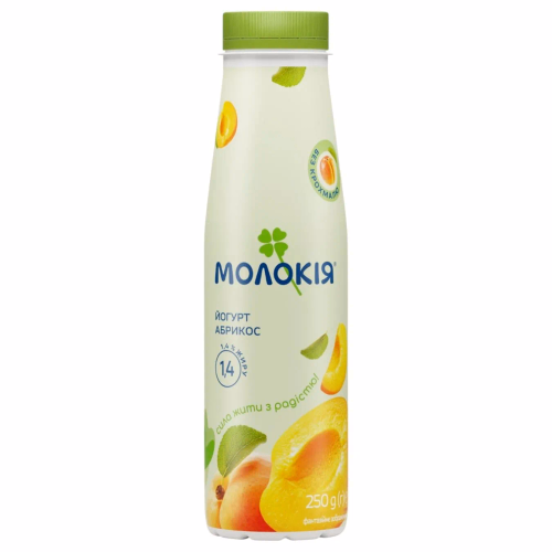 МОЛОКІЯ Йогурт пляшка Абрикос 1,4% 250г