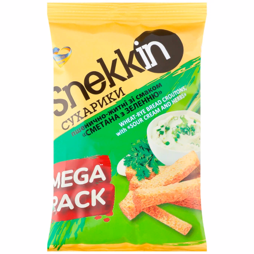Сухарики пш-жит зі смаком Сметана Зелень Snekkin" 150г