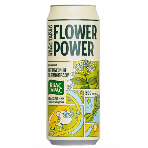 Квас Тарас Flower Power бузина та лемонграс 0,5 ж/б