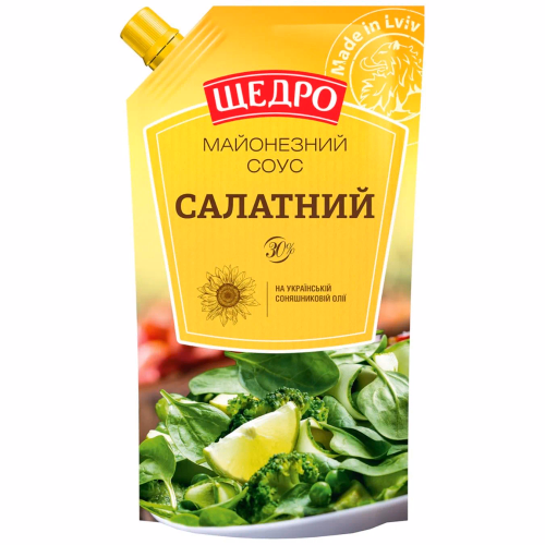 Майонезний соус Щедро Салатний 30% д/п 300г