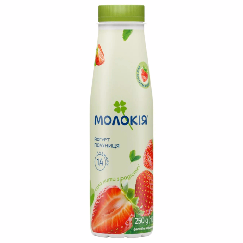 МОЛОКІЯ Йогурт пляшка Полуниця 1,4% 250г