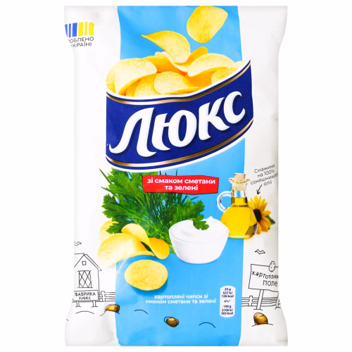 ЛЮКС Чипси зі смаком сметани-зелені 125г