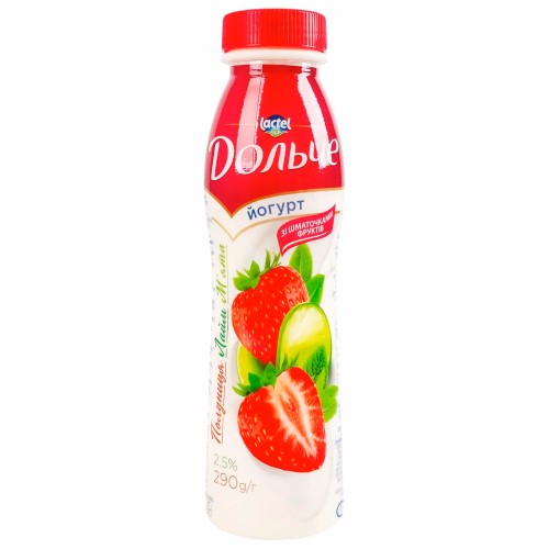 Йогурт з напов полуниця-лайм-м'ята 2,5% Дольче Пл 0,290 л