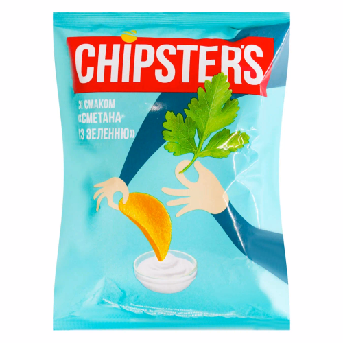 ТМ CHIPSTER`S Чипси зі смаком Сметана та зелень120г