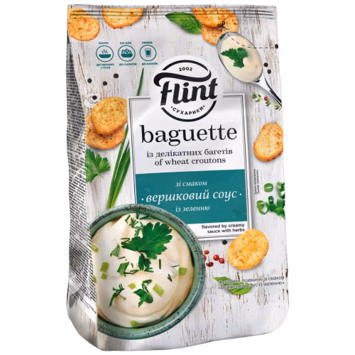 Сухарики пшен вершк.соус зелень 100 г Flint Baguette